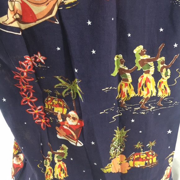 Free Planet Santa Hula Button Down Shirt, Blue - Picture 4 of 5